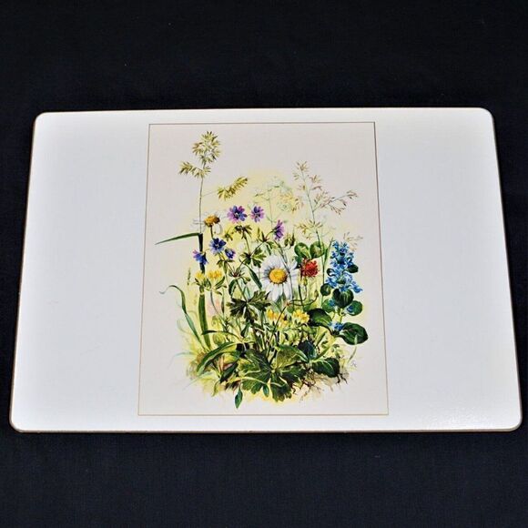 Placemats Wild Flower Pattern Cork Backed  Set of 4 Made In England - Picture 4 of 8